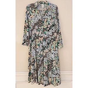 H&M floral collared maxi dress
